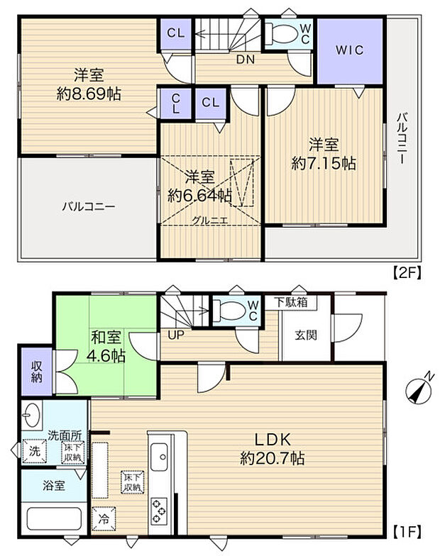 使い勝手の良い洋室は全て6帖以上の4LDK