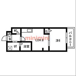 ジーイーセットサウス 1LDKの間取図画像