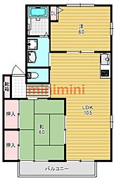 ラ・ヴィレット 2LDKの間取図画像