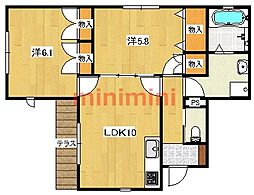 シェベル春日丘 2LDKの間取図画像