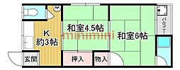 蔵垣内ネオ文化 2Kの間取図画像