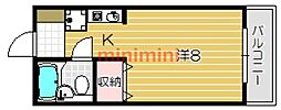 ハイムメルシ幸 1Kの間取図画像