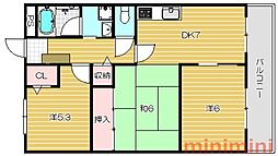 フロレアール・ジーア 3LDKの間取図画像