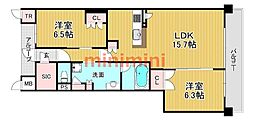 ジオ茨木西中条 2LDKの間取図画像