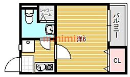 フォアール中村町 1Kの間取図画像