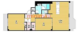 高槻ハウス 2LDKの間取図画像