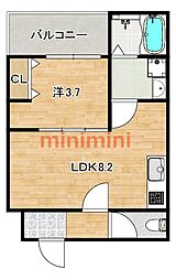 茨木市下穂積2丁目アパート 1LDKの間取図画像