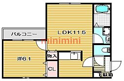 スペースK弐番館 1LDKの間取図画像