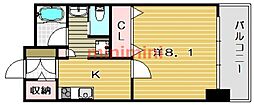 クレール南茨木 1Kの間取図画像