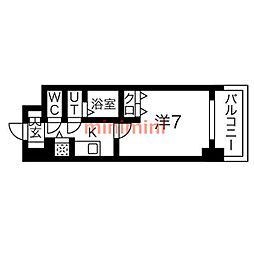 シャルマンパレ淡路 1Kの間取図画像