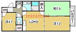 季楽荘ハイム 3DKの間取図画像