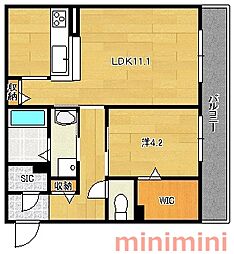 シャーメゾンフレデリック 1LDKの間取図画像
