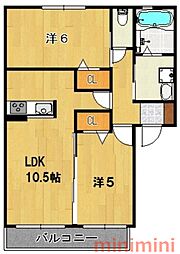 ラカーサ高槻 2LDKの間取図画像