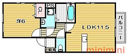 ウィルモア城西B 1LDKの間取図画像