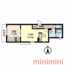 プレンティ上穂積 1LDKの間取図画像