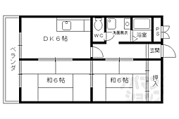 ニュー太田 3階2DKの間取り