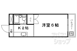 京福電気鉄道北野線 北野白梅町駅 徒歩13分の賃貸マンション 2階1Kの間取り