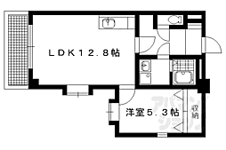 京都市営烏丸線 国際会館駅 徒歩10分の賃貸マンション 5階1LDKの間取り