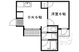 京福電気鉄道北野線 北野白梅町駅 徒歩14分の賃貸マンション 2階1DKの間取り