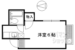 叡山電鉄叡山本線 元田中駅 徒歩3分の賃貸アパート 2階ワンルームの間取り