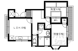 叡山電鉄鞍馬線 岩倉駅 徒歩14分の賃貸アパート 2階2LDKの間取り