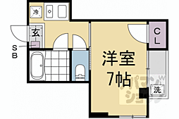 京阪本線 出町柳駅 徒歩25分の賃貸マンション 3階1Kの間取り