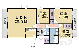 ハウス花ノ木 2階3LDKの間取り