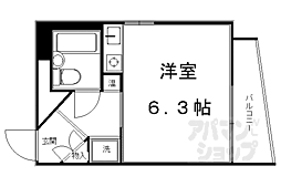 京都市営烏丸線 今出川駅 徒歩5分の賃貸マンション 9階ワンルームの間取り