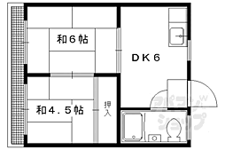 叡山電鉄叡山本線 茶山・京都芸術大学駅 徒歩10分の賃貸マンション 3階2DKの間取り