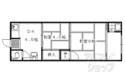 叡山電鉄叡山本線 三宅八幡駅 徒歩1分の賃貸アパート 1階2DKの間取り