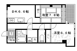 京阪本線 神宮丸太町駅 徒歩20分の賃貸マンション 4階2DKの間取り