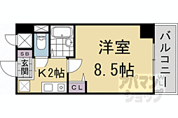 京都市営烏丸線 今出川駅 徒歩15分の賃貸マンション 6階1Kの間取り