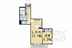 京福電気鉄道北野線 龍安寺駅 徒歩3分の賃貸マンション 1階1LDKの間取り