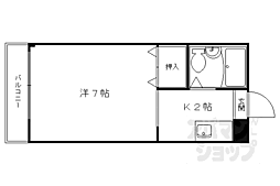 京福電気鉄道北野線 北野白梅町駅 徒歩7分の賃貸アパート 1階1Kの間取り