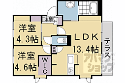 京福電気鉄道北野線 北野白梅町駅 徒歩4分の賃貸アパート 1階2LDKの間取り