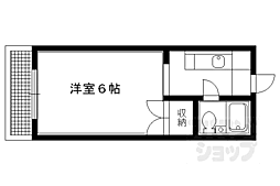 京都市営烏丸線 国際会館駅 徒歩12分の賃貸マンション 2階1Kの間取り