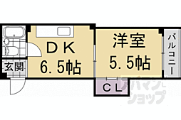 京阪本線 出町柳駅 徒歩27分の賃貸マンション 1階1DKの間取り
