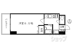 阪急京都本線 大宮駅 徒歩2分の賃貸マンション 8階1Kの間取り