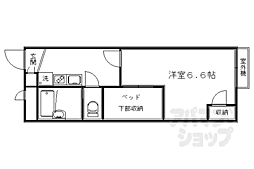 京都地下鉄東西線 二条城前駅 徒歩15分の賃貸アパート 1階1Kの間取り