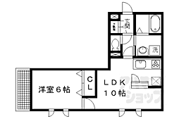 フレール北山 2階1LDKの間取り