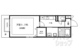 グランパルク 2階1Kの間取り
