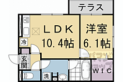 京都市営烏丸線 今出川駅 徒歩34分の賃貸アパート 1階1LDKの間取り