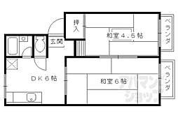 叡山電鉄鞍馬線 岩倉駅 徒歩8分の賃貸アパート 1階2DKの間取り