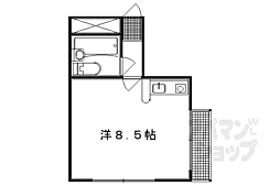 京都市営烏丸線 丸太町駅 徒歩20分の賃貸マンション 2階1Kの間取り