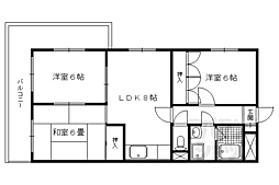 京都市営烏丸線 国際会館駅 徒歩13分の賃貸マンション 1階3LDKの間取り