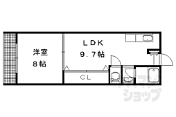 久世ハイツ 3階1LDKの間取り