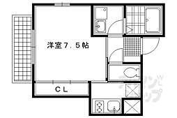 京福電気鉄道北野線 北野白梅町駅 徒歩10分の賃貸マンション 3階1Kの間取り