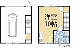 ガレージハウス上賀茂 ワンルームの間取り
