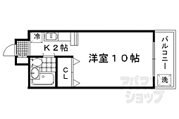 京都市営烏丸線 北大路駅 徒歩17分の賃貸マンション 4階1Kの間取り