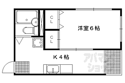 京都市営烏丸線 北大路駅 徒歩13分の賃貸マンション 3階1Kの間取り